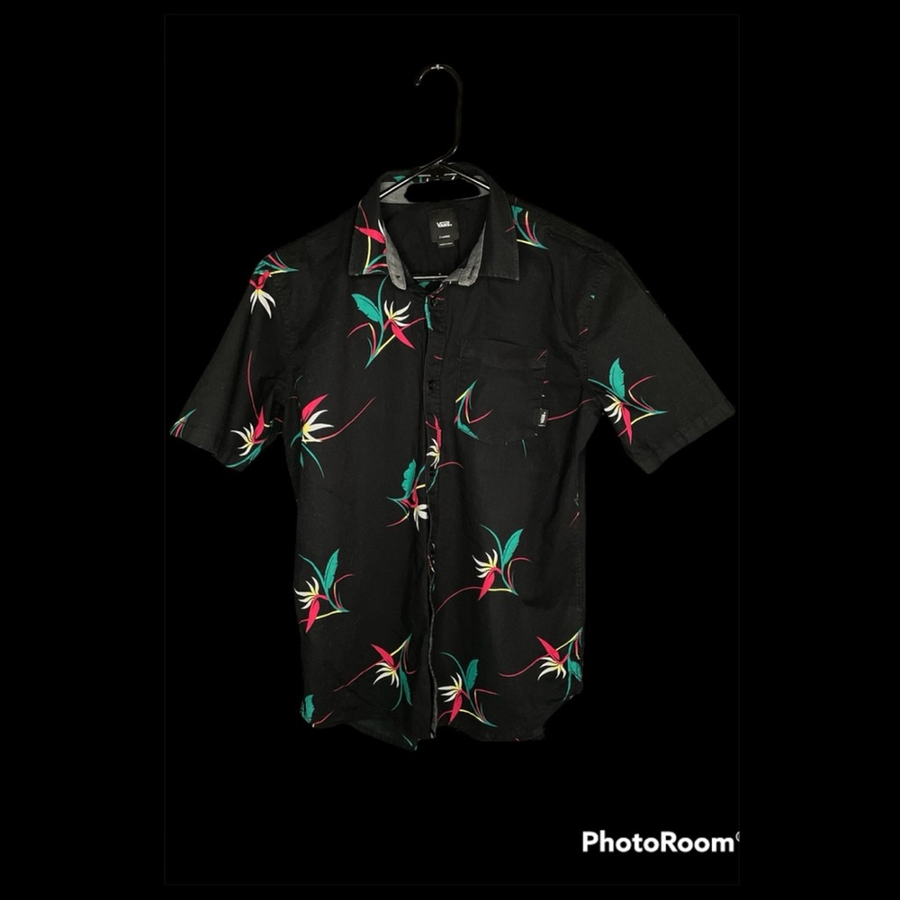 Vans Shade Black Floral Woven Short Sleeve Button Up Shirt - XL mens shirt